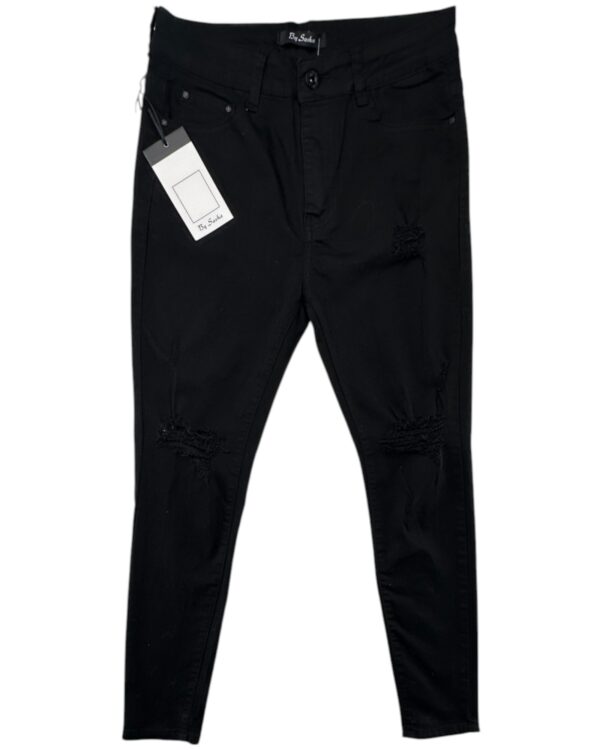 By Sasha Czarne Jeansy Damskie Przetarcia L 40 EU