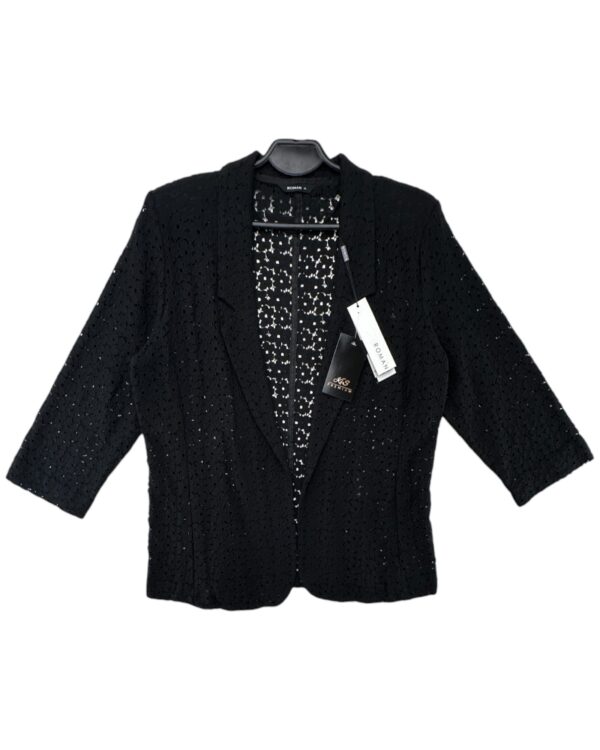 Roman Żakiet Czarny Ażurowy Kwiaty XL 42 EU