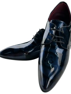 Eleganckie Buty Męskie Lakierowane Granatowe