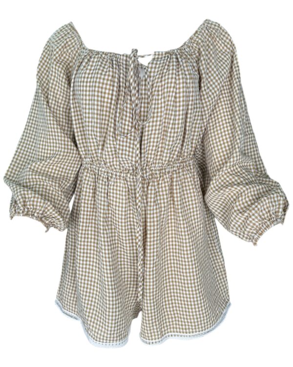 Boohoo Kombinezon Damski Krata Beżowa Wiskoza M 38 EU