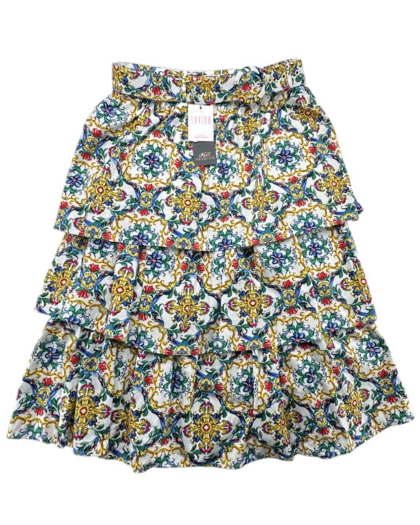 Savida Spódnica Bawełniana Biała Wzór Kwiaty L 42 EU