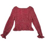 Boohoo Bluzka Damska Bordowa Kwiaty Długi Rękaw S 36 EU - zdjęcie 3
