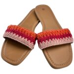 Klapki Damskie Beżowe Plecione Tkanina 39 EU - zdjęcie 1