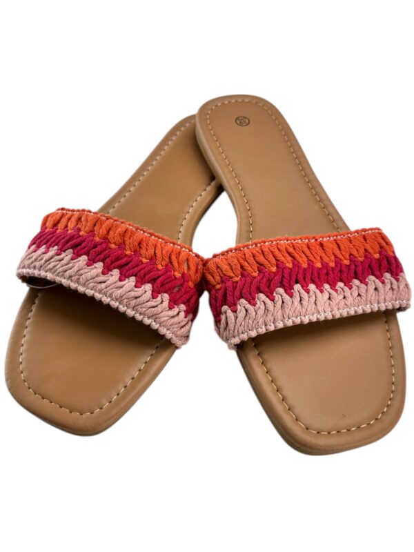 Klapki Damskie Beżowe Plecione Tkanina 39 EU