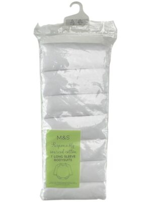 Body Niemowlęce Białe Długi Rękaw 7 Szt. 62 CM 0 3 miesięce