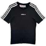 Adidas Koszulka Damska Czarna Bawełna Logo Pasek 158 CM 12 13 LAT - zdjęcie 1