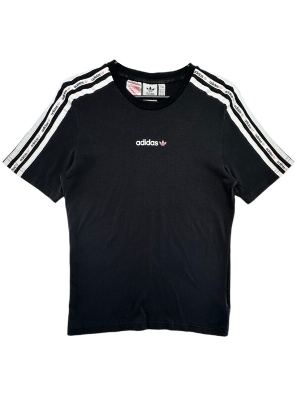 Adidas Koszulka Damska Czarna Bawełna Logo Pasek 158 CM 12 13 LAT