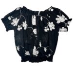 LIKU WHITE Bluzka Damska Czarna Kwiatowe M/L Poliester - zdjęcie 2