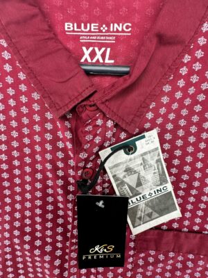 BLUE INC Koszula Męska Czerwona Wzorzysta XXL - zdjęcie 3