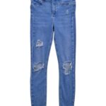 NEW LOOK Jeansy Damskie Niebieskie Przetarcia 164