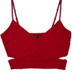 BERSHKA Top Damski Czerwony M