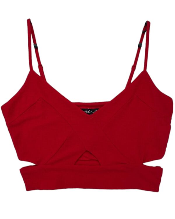 BERSHKA Top Damski Czerwony M