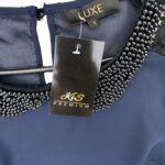 LUXE Koszulka Damska Granatowa Koronkowe Wstawki S - zdjęcie 3