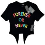 I-X LONDON Koszulka Damska Czarna Wiązana M/L - zdjęcie 1