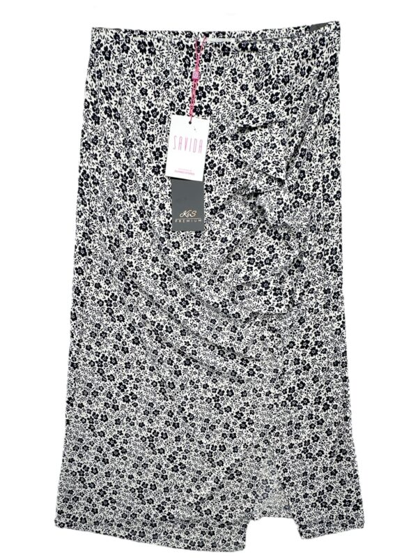 SAVIDA Spódnica Damska Czarna Kwiatowa M