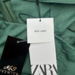 ZARA Sukienka Damska Zielona M Len - zdjęcie 3