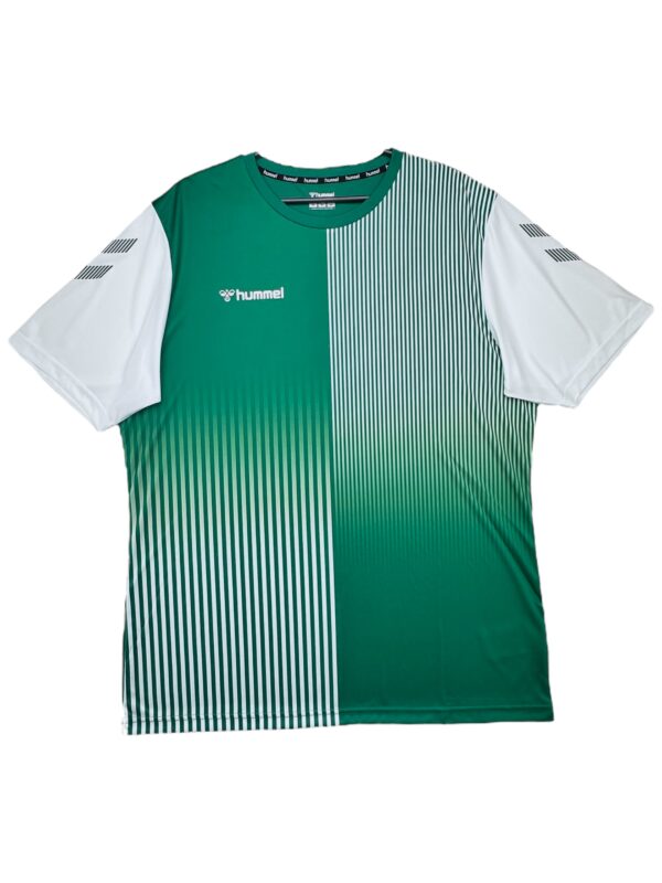 HUMMEL Koszulka Męska Zielona Paski XXL