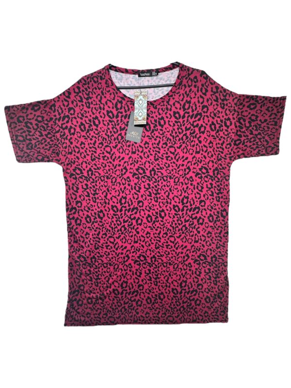 BOOHOO Tunika Damska Różowa Zwierzęcy XXL