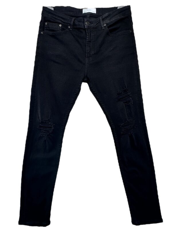 BERSHKA Spodnie Damskie Czarne Przetarcia XXL