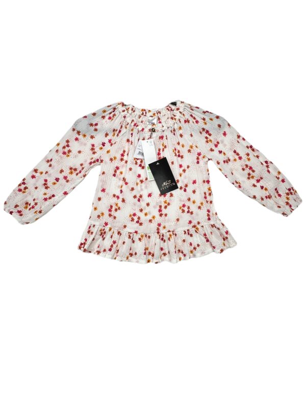 ANKO Bluzka Dziecięca Biała Kwiatowa 104 (99 - 104 cm)