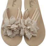 YOULISI Klapki Damskie Beżowe Kwiaty 41 - zdjęcie 1