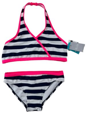 MATALAN Komplet Kostium Kąpielowy Dziecięcy Biały-Paskowany 140