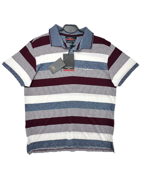 PIERE CARDIN Koszulka Męska Niebieskie Paski S