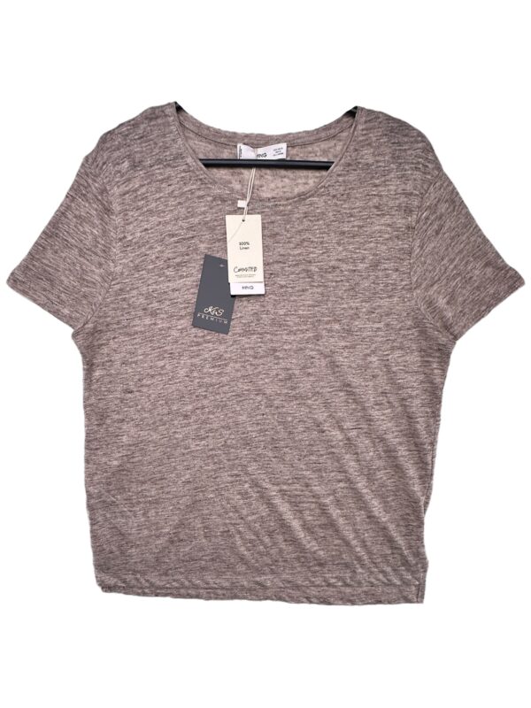 MANGO Koszulka Damska Beżowa M Len