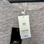 MANGO Koszulka Damska Beżowa M Len - zdjęcie 3