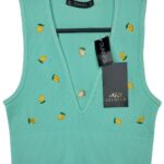 DUNNES STORES Top Damski Zielony Owocowy XS Poliamid - zdjęcie 1