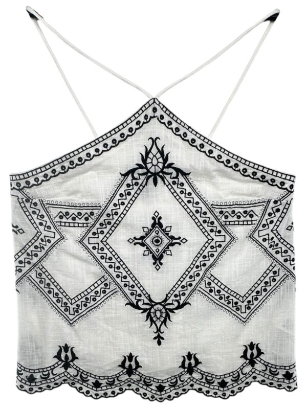 NEW LOOK Top Damski Biały S Haft