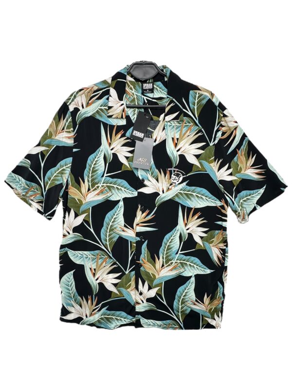 URBAN CLASSICS Koszula Męskie Czarna Roślinna S