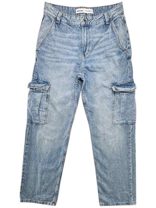 BERSHKA Jeansy Damskie Niebieskie S