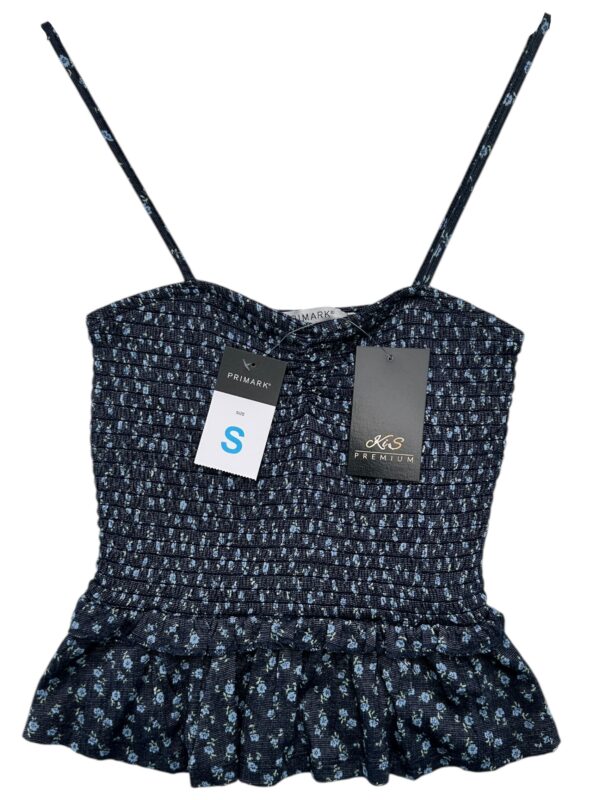 PRIMARK Top Damski Czarne Kwiatowe S