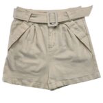 Szorty Damskie Beżowe z Paskiem S - zdjęcie 1