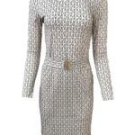 Sukienka Damska Biała Geometryczna S - zdjęcie 1