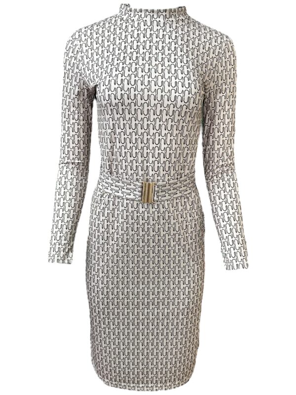 Sukienka Damska Biała Geometryczna S