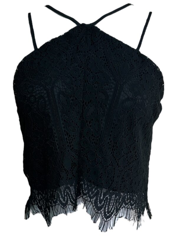 INFLUENCE Top Damski Czarny Koronkowy L