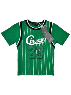 YI BOY Koszulka Dziecięce Zielona Paski 128 (123 - 128 cm)