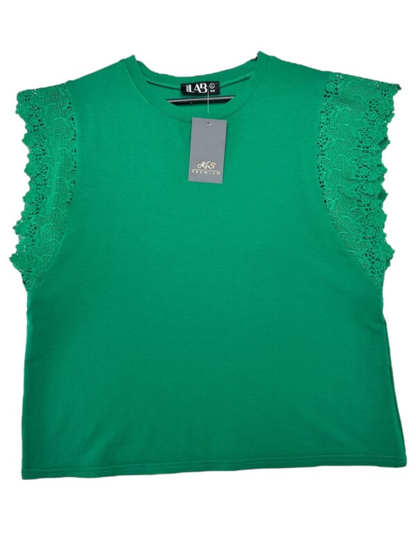 ANSWEAR LAB Bluzka Damska Zielona Koronkowe L