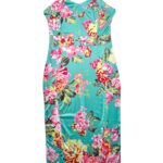 RUIYIGE Sukienka Damska Turkusowa Kwiatowa S - zdjęcie 1