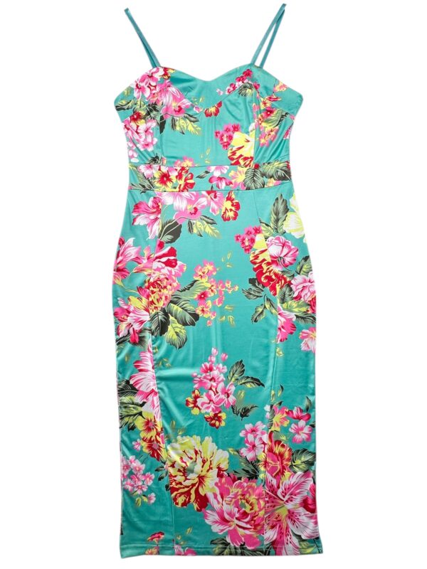 RUIYIGE Sukienka Damska Turkusowa Kwiatowa S