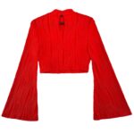 Bluzka Damska Czerwona Marszczona S - zdjęcie 2