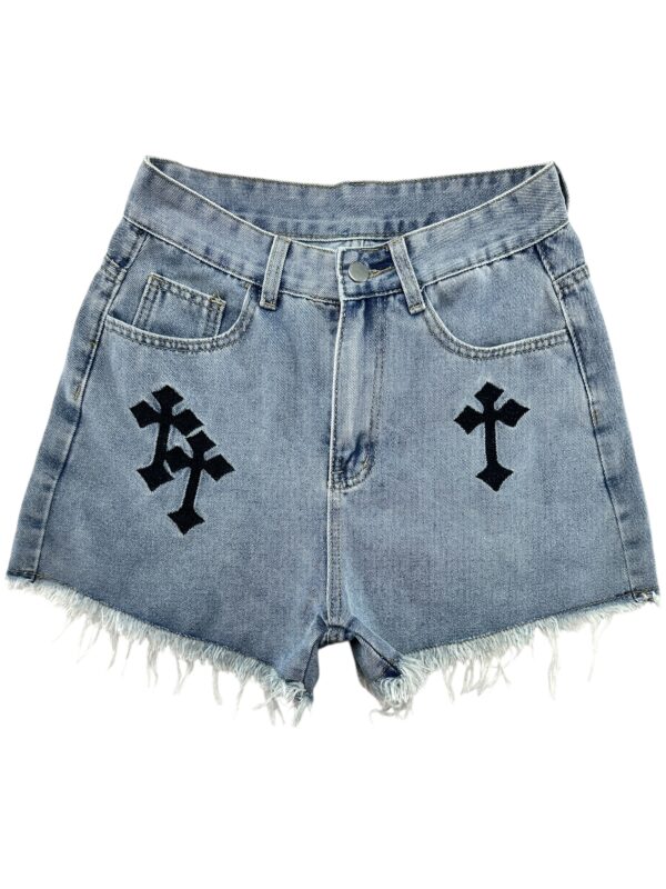 ROMWE Spodenki Damskie Niebieskie Haftowane S