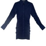 ZARA Koszula Damska Granatowa Marszczona S - zdjęcie 1