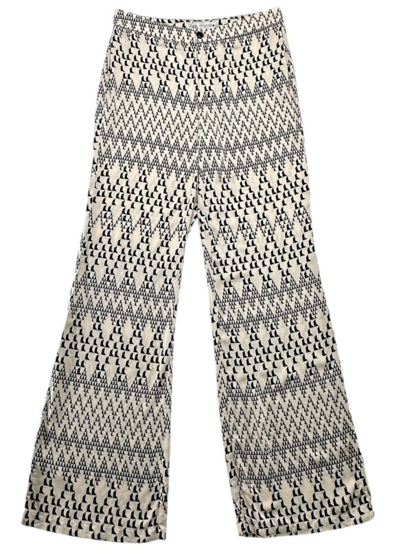 ZARA Spodnie Damskie Beżowe Geometryczne M