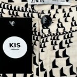 ZARA Spodnie Damskie Beżowe Geometryczne M - zdjęcie 3