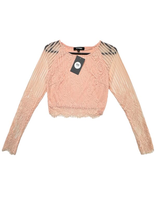 MISSGUIDED Bluzka Damska Różowa Koronkowa S