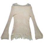 Sweter Damski Beżowy Ażurowy M - zdjęcie 2