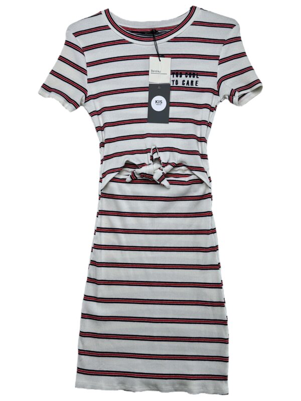 BERSHKA Sukienka Damska Biała Paski S